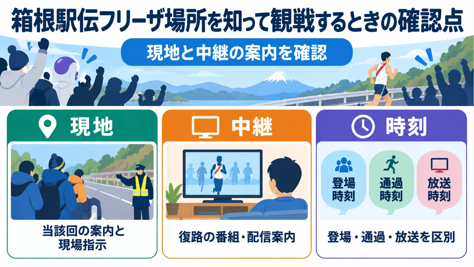 図解：箱根駅伝フリーザ場所を知って観戦するときの確認点